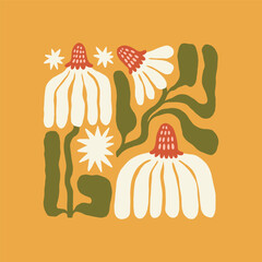 Floral abstract elements. Botanical composition. Modern trendy Matisse minimal style. Floral poster, invite. Vector arrangements for greeting card or invitation design