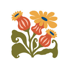 Floral abstract elements. Botanical composition. Modern trendy Matisse minimal style. Floral poster, invite. Vector arrangements for greeting card or invitation design