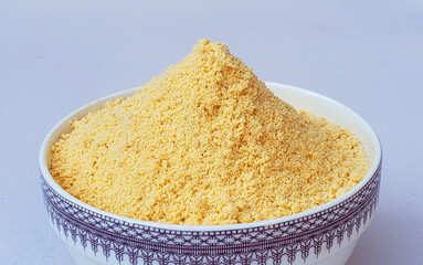 Maize Flour side view on white background -Isolated