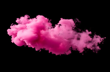 Pink smoke, a pink-colored smoke cloud, pink liquid ink, and pink liquid paint.