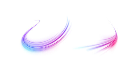 Acceleration speed motion on night road. Magic moving fast speed lines. Blurred car light motion effect, city road background with long exposure night lights. Png,  ray, abstract, energy, pack, effect