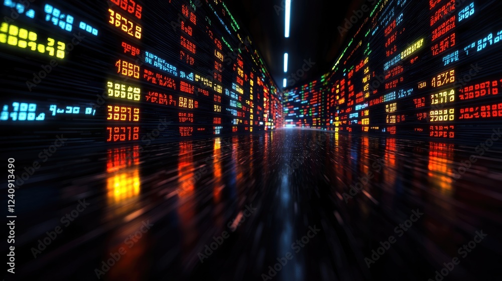 Poster dynamic economic growth data visualization global financial hub digital art futuristic environment w