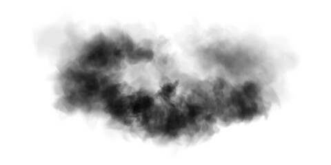 Bright black Smoke Cloud Illustration. Fantastic black smoke. Magic smoke. Smog cloud on podium or stage. Fog vapor over ground or water surface, magic haze. Magic smoke, magic fog, black steam. PNG