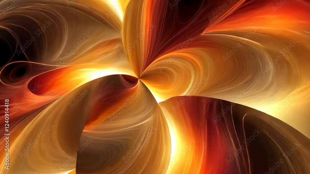 Poster swirling patterns of orange and gold create a vibrant and dynamic abstract visual representation