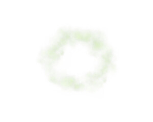 Fog or smoke. Green ring of smog cloud on isolated transparent special effect. Smoke cloud as ring, magic haze. Green smoke rings from cigarette, pipe or vape. Realistic circle of steam clouds of smok © Orange Sky