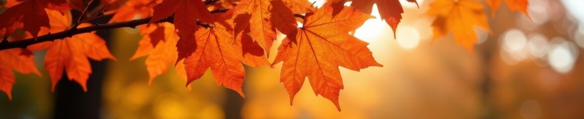 Obraz premium Vibrant orange leaves on a tree in Lincoln, Nebraska's autumn , Beautiful, Autumn Leaves