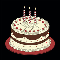 Birthday cake vector art illustration