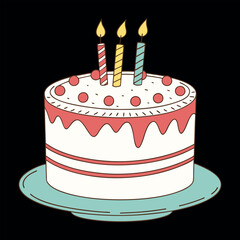 Birthday cake vector art illustration