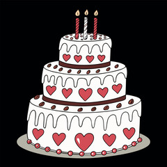 Birthday cake vector art illustration
