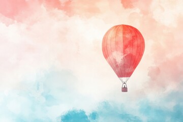 Obraz premium A Red Hot Air Balloon Soars Through Pastel Skies