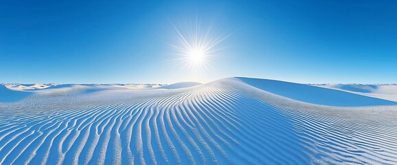 Sunny desert dunes, clear sky background,  travel brochure