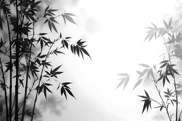Obraz premium Elegant Black and White Bamboo Silhouette