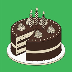 Birthday cake vector art illustration