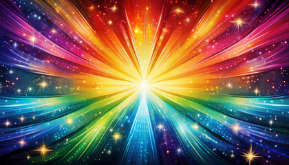 Obraz premium rainbow sunburst heritage with glittering stars symbolizing vibrant electricity 1 778