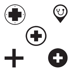 Fototapeta premium Medical Equipment,Medical Diagnosis,Medical Treatment,Medical Research,Medical Supplies,Medical Insurance,Medical Education vector design icon symbol set