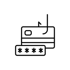 Credit card phishing outline icons, minimalist vector illustration ,simple transparent graphic element .Isolated on white background