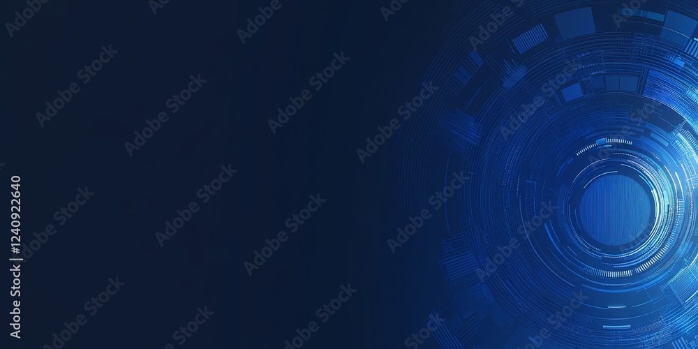 Poster abstract blue futuristic technology background with glowing digital circuits and light points