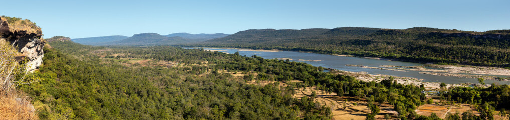 Pha Taem National Park with the Mekong River on the Thai-Lao border