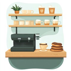 Aesthetic Coffee Moments with Delightful Pastries Cozy coffee shop with delicious pastries.