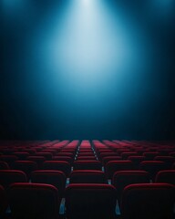 Naklejka premium Empty Movie Theater with Red Seats