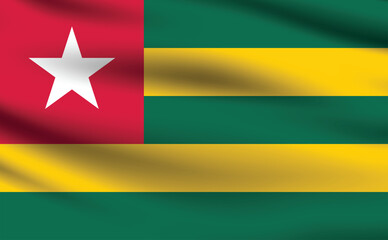Obraz premium Togo flag official colors and proportion digital vector illustration. Pleated flag.