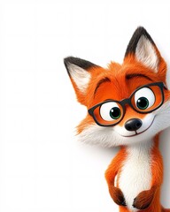 Obraz premium Friendly Cartoon Fox with Glasses