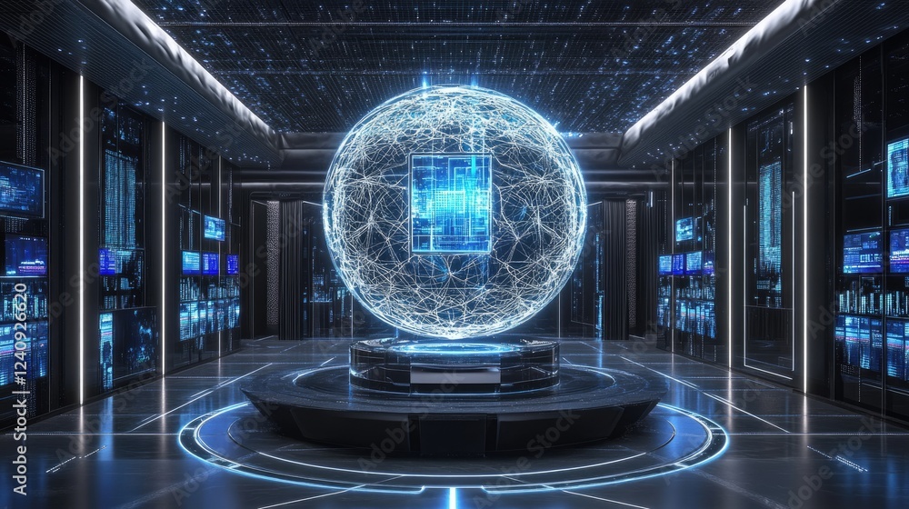 Poster d blockchain visualization highlighting secure tokenized digital assets and financial decentralizati
