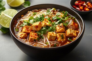 Spicy Tofu Noodle Soup, Lime, Chili