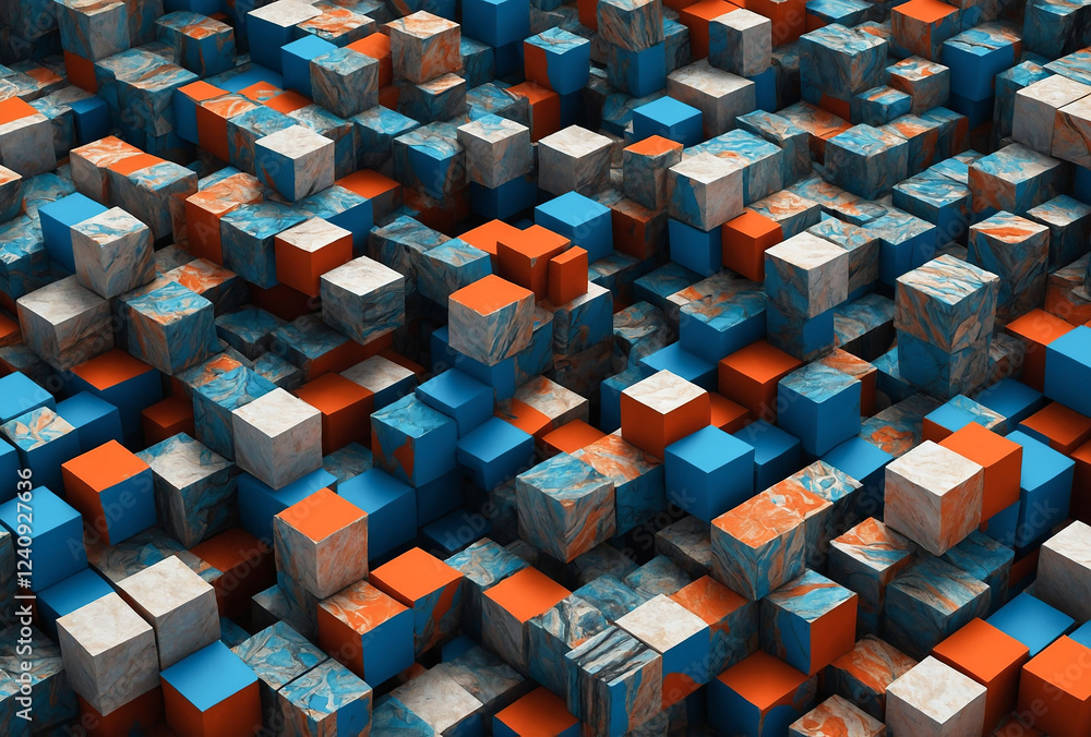 Poster geometric 3d cubes arranged in a mesmerizing optical illusion pattern