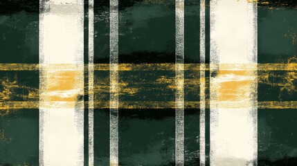 Abstract Green Gold Plaid Pattern Design