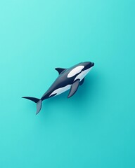 Obraz premium Orca Whale Illustration on Turquoise Background