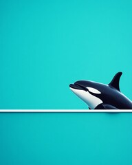 Obraz premium Orca whale against vivid turquoise background