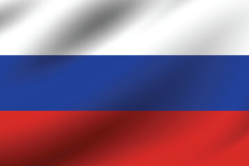 Russia flag official colors and proportion digital vector illustration. Pleated flag.