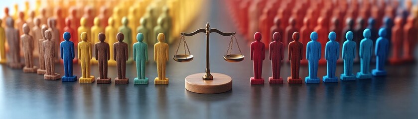 Striving for Equity Criminal Justice Reform Illustrated Through Diverse Figures Holding Scales of Fairness, Representing the Pursuit of Impartial Justice and Equal Treatment Under the Law for All