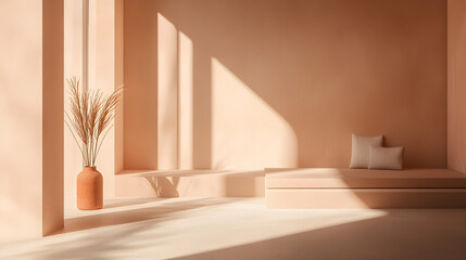 Fototapeta premium A peach design with subtle blending of shades, creating a soft and elegant minimalist composition.