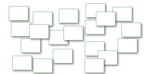 Simple Square cube box plate board on white wall background. 3d rendering. Multiple Horizontal Business Card Modern Mockup for Branding Presentation, Corporate Identity, Advertising, Graphic design.

