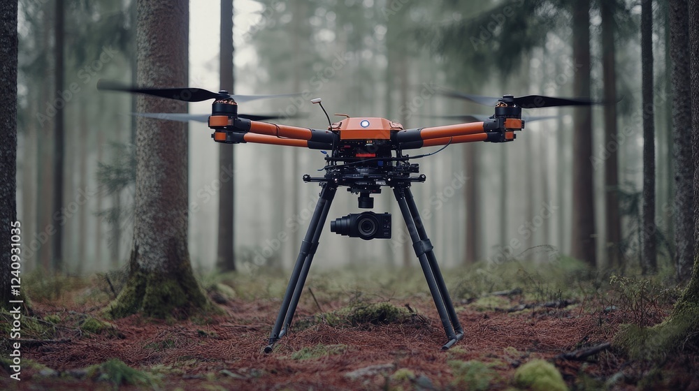 Poster ai-driven drone mapping a dense forest with d laser scanning technology.