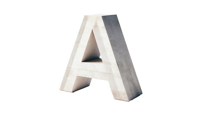 Stylized 3D Render of a Bold Capital Letter "A" with Grunge Concrete Texture on a Transparent Background – High-Resolution Typography Design
