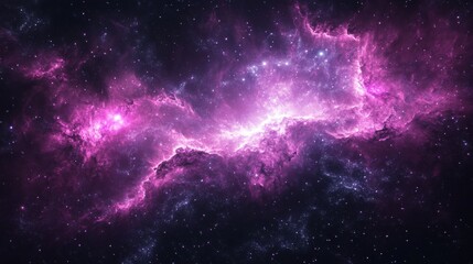 Obraz premium Purple nebula in deep space with stars and black dark purple tones in the background