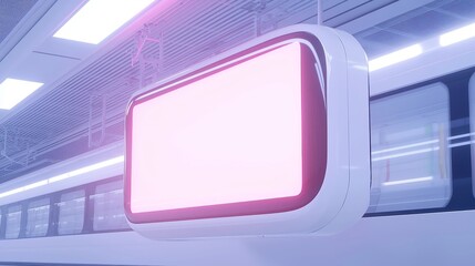 Obraz premium Dynamic Urban Scene, Elevated train glides past vibrant LED billboards, reflections dance on glass windows, capturing the essence of Tokyo's bustling suburb life, modernity in motion