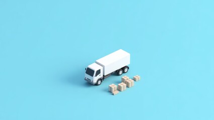 Minimalist Isometric 3D Delivery Truck Illustration