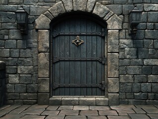 Fototapeta premium Realistic photography of a stone wall with digital textures and patterns in a modern design