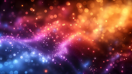 Abstract Colorful Bokeh Background Festive Digital Art, Sparkling and Glowing Design.