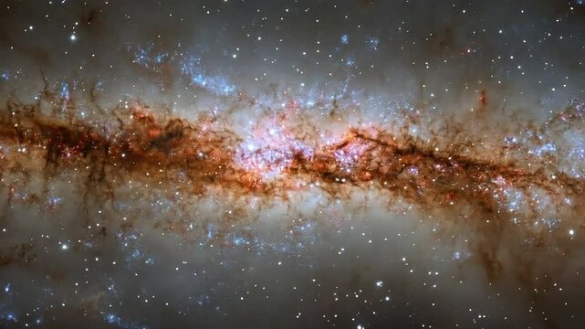 Cosmic cloud collision, distant galaxy, stellar dust, background stars, space exploration