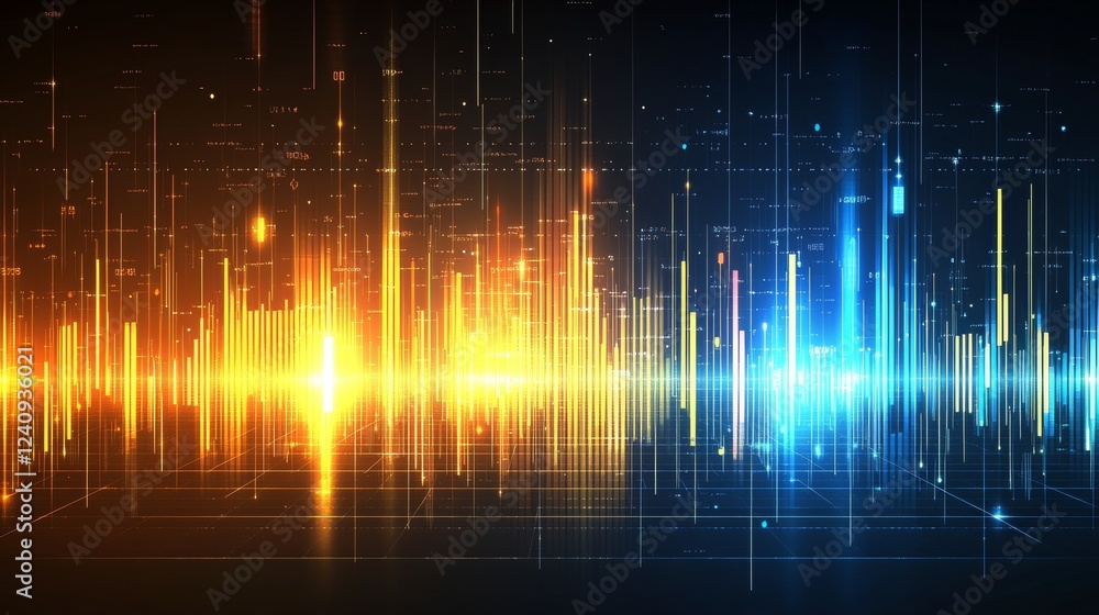 Aufkleber dynamic financial data analysis abstract glowing charts, lines, and numbers on a dark background