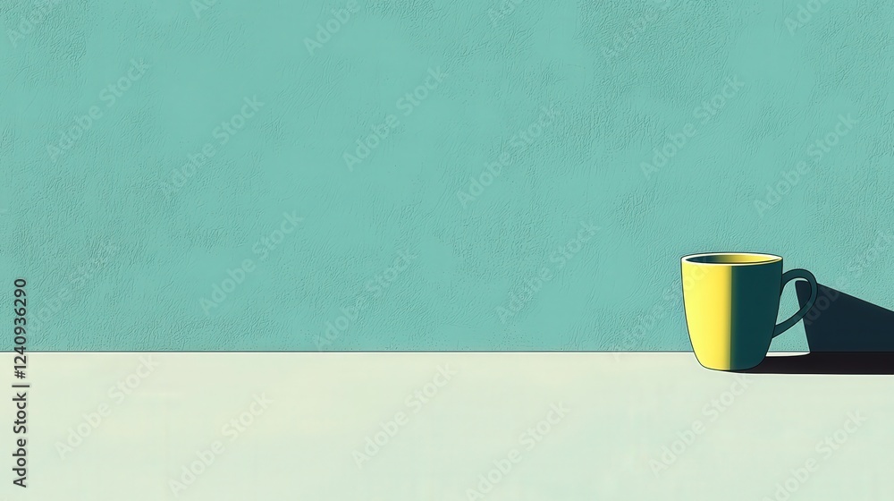 Wall mural simple vector illustration of a silhouette of a cup with shadow on a minimalist background