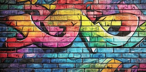 Vibrant Graffiti Art on a Brick Wall