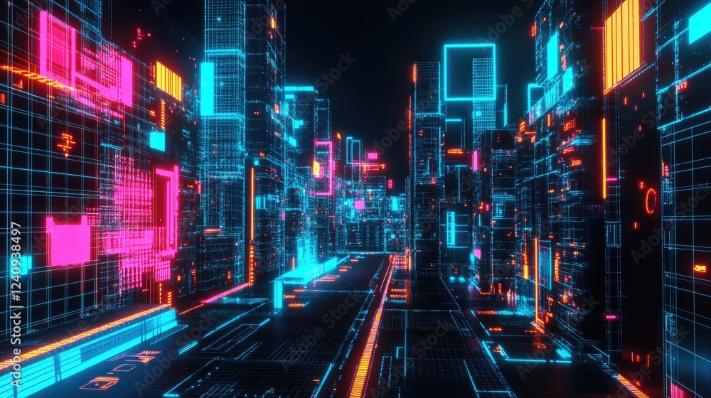 Poster a high-tech factory utilizing machine learning to optimize efficiency.