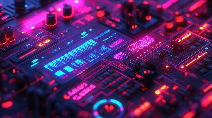 Fototapeta premium A holographic interface displaying industrial automation and big data analytics.