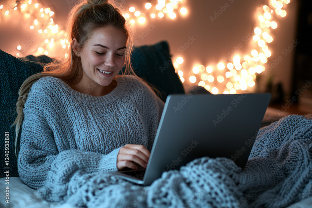 Poster a motivational image of adult learners attending an online university lecture at home, each working 